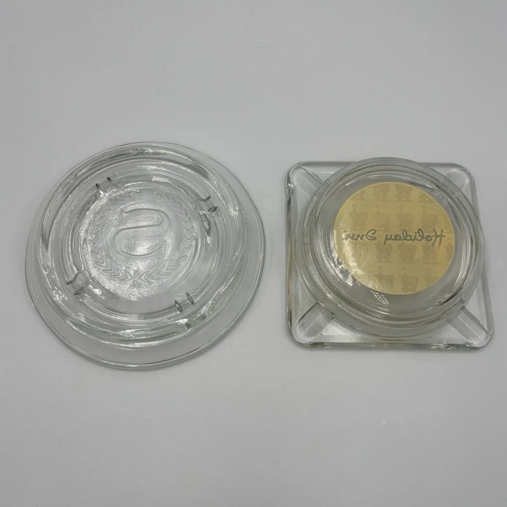 Vintage Hotel‎ Ashtrays Sheraton & Holiday Inn Glass Ashtrays Lot Of 2 Man Cave